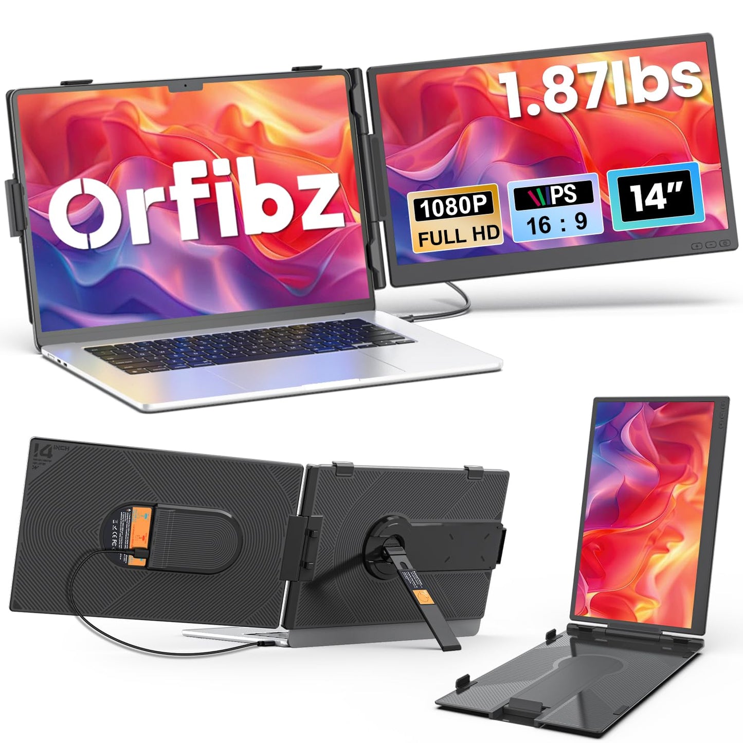 ORFIBZ Laptop Screen Extender 14" FHD 1080P Dual Monitor
