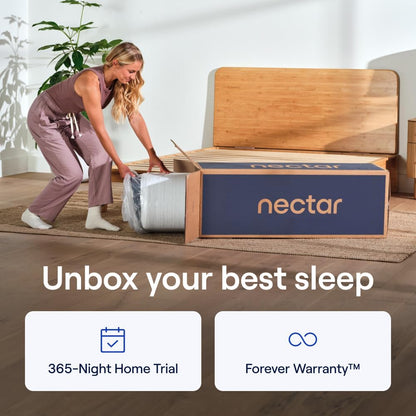 Nectar Classic Hybrid 12” Queen Mattress - Medium Firm - Memory Foam & Innerspring Coils - Cooling Top Layer - Back Pain Relief - Mattress in a Box - 365-Night Trial & Forever Warranty