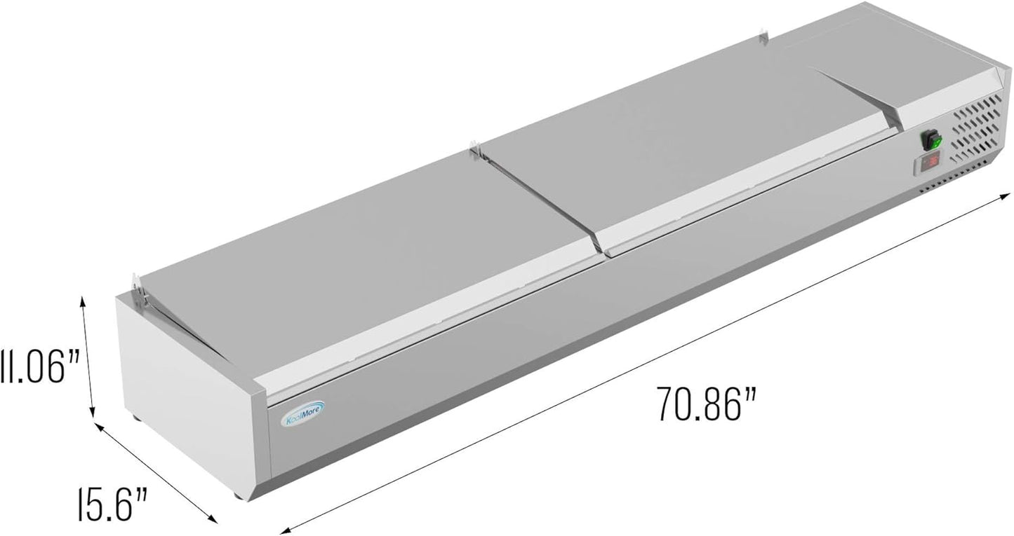 KoolMore SCDC-8P-SSL Commercial-Refrigerator, 71 Inch, Silver