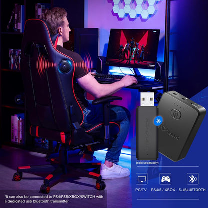 GTRACING Gaming Chair with Footrest Speakers Video Game Chair Bluetooth Music Heavy Duty Ergonomic Computer Office Desk Chair Red