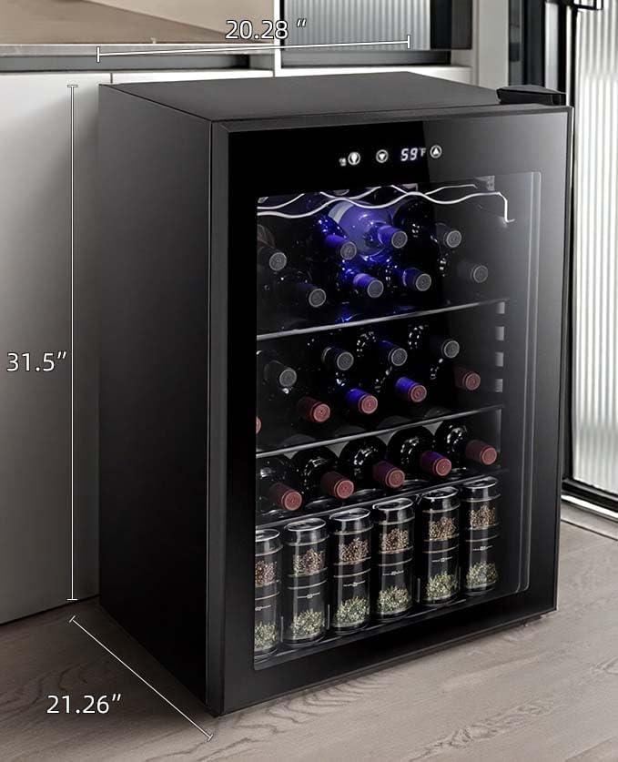 Antarctic Star 36 Bottle Wine Cooler Beverage Refrigerator Small Mini Wine Cellar Beer Soda Bar Fridge Quiet Operation Compressor Adjust Temperature Freestanding Black, 4.4 Cu. Ft