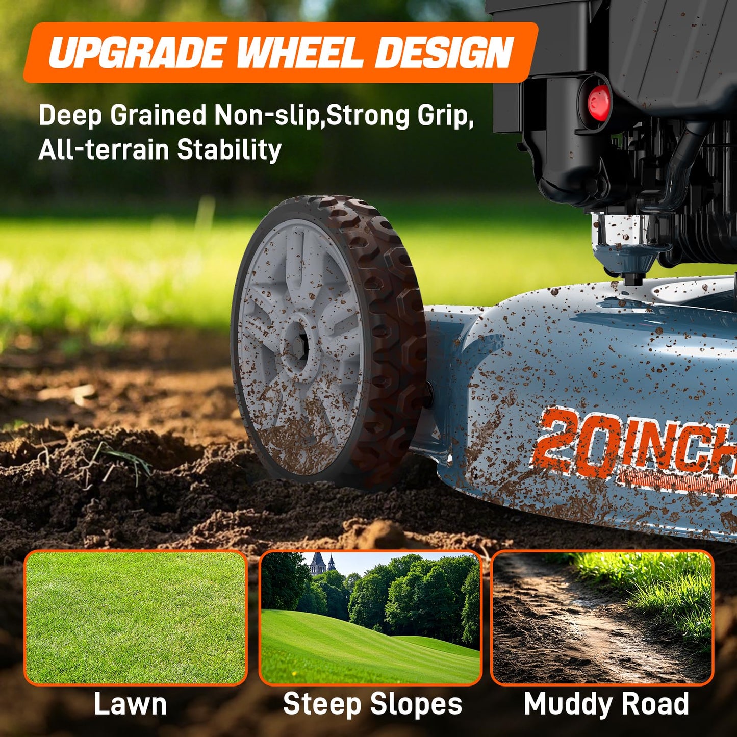 SENIX 20" Gas Lawn Mower with 4-Cycle Engine and Height Adjustment