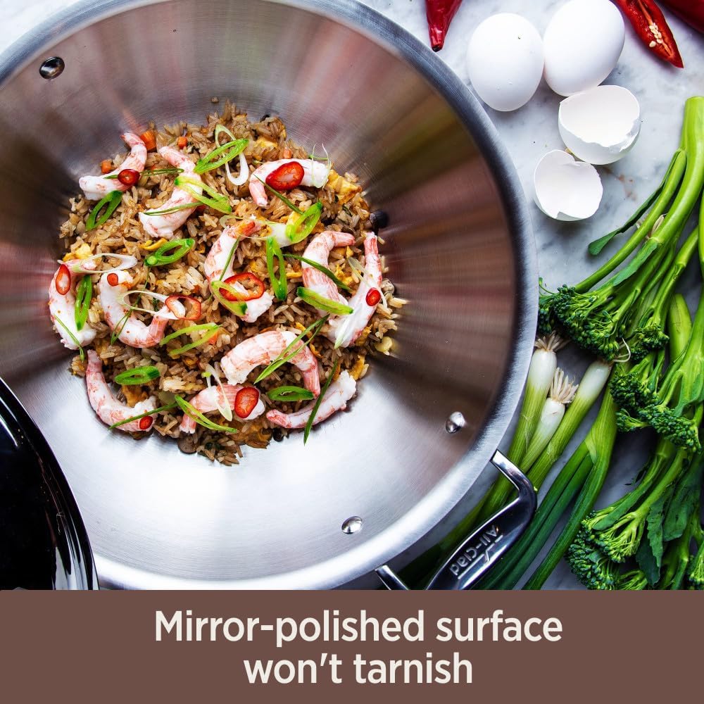 All-Clad Copper Core 5-Ply Stainless Steel Sauté Pan with Steel Lid 6 Quart Induction Oven Broiler Safe 600F Pots and Pans, Cookware Silver