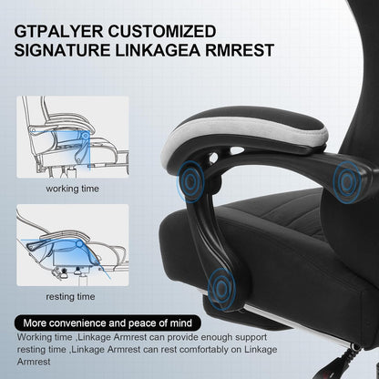 GTPLAYER Gaming Chair, Computer Office Chair with Pocket Spring Cushion, Linkage Armrests and Footrest, High Back Ergonomic Computer Chair with Lumbar Support Task Chair with Footrest(DPBlack)