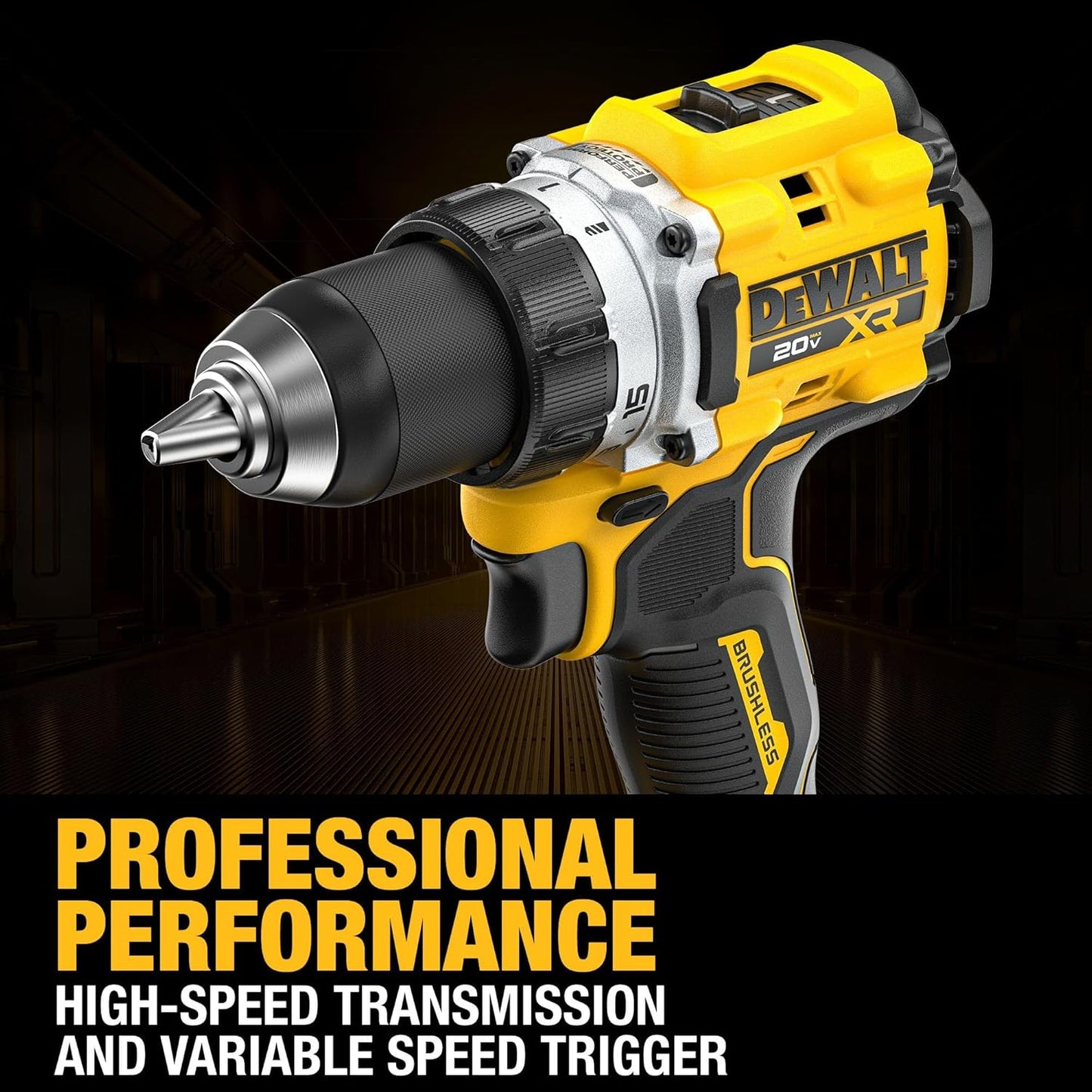 DEWALT 20V MAX XR Brushless Cordless 1/2 in. Drill Driver Kit With DEWALT POWERPACK Batteries and Charger (DCD801QQ2)