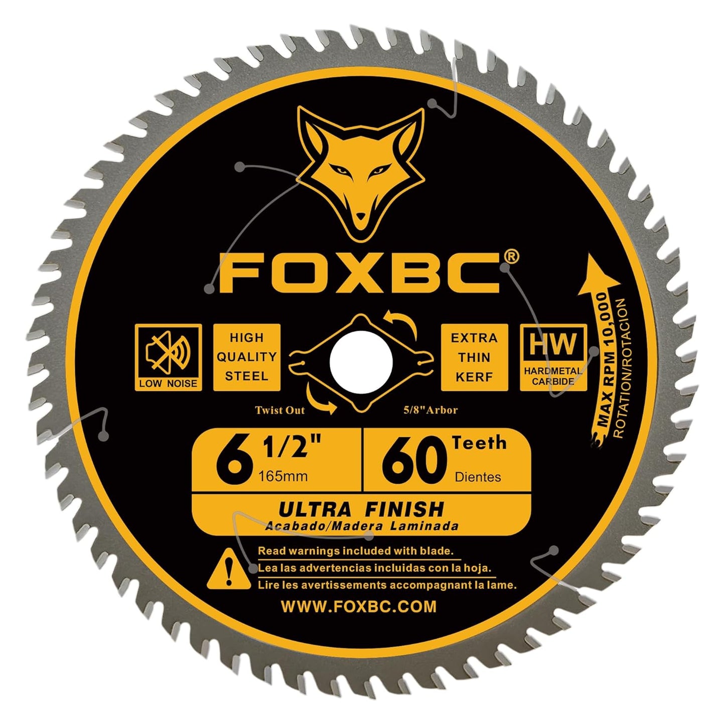 FOXBC 6-1/2 inch Circular Saw Blade 24T 60T Combo Pack, Wood Cutting, Thin-Kerf with 5/8" Arbor