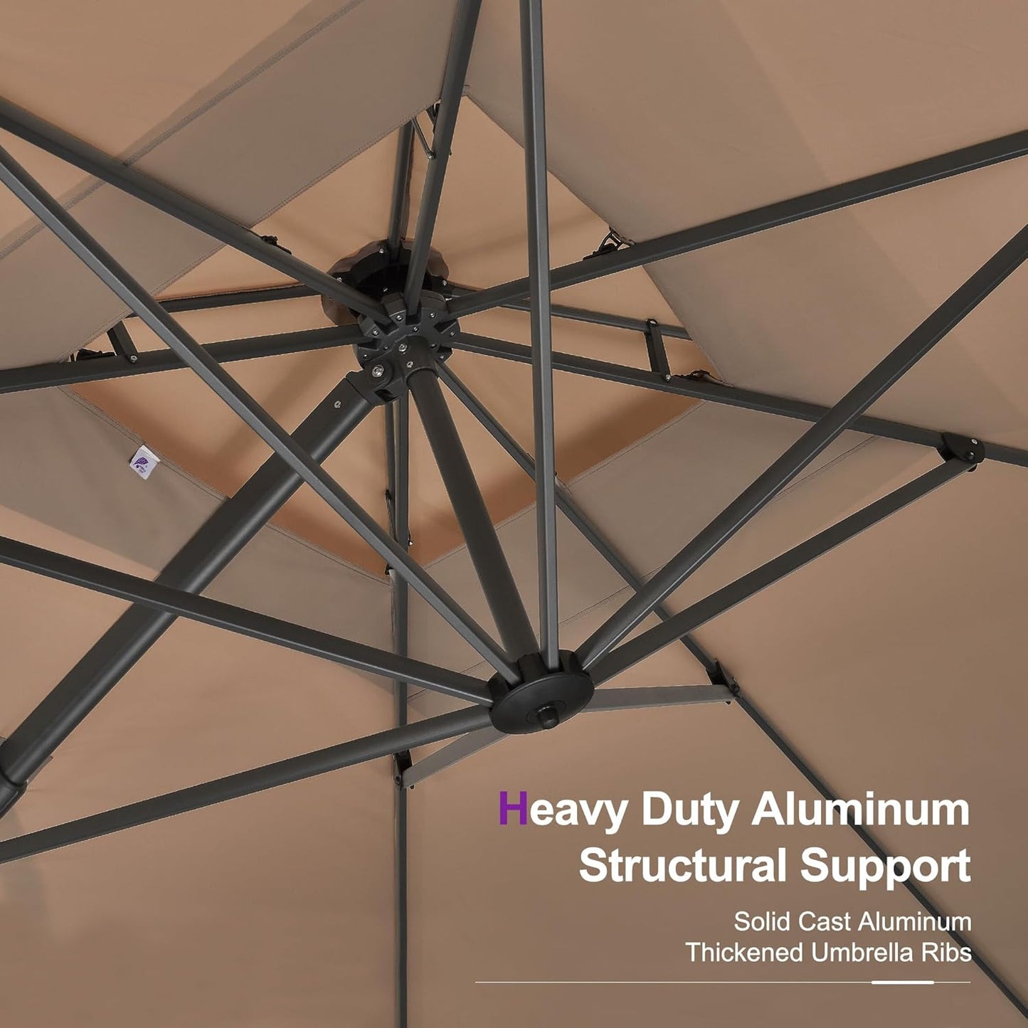 PURPLE LEAF 10' X 13' Cantilever Outdoor Umbrellas Large Patio Umbrella Hanging Double Top Rectangle Offset Umbrella with 360°Rotation Tilting Umbrella Outdoor Patio Taupe