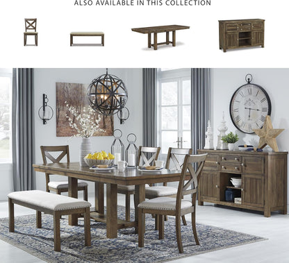 Signature Design by Ashley Moriville Rectangular Dining Extension Table, 2 Extension Leaves, Seats 8, 36" W x 86" D x 30.13" H, Wood & Acacia Veneer, Brown