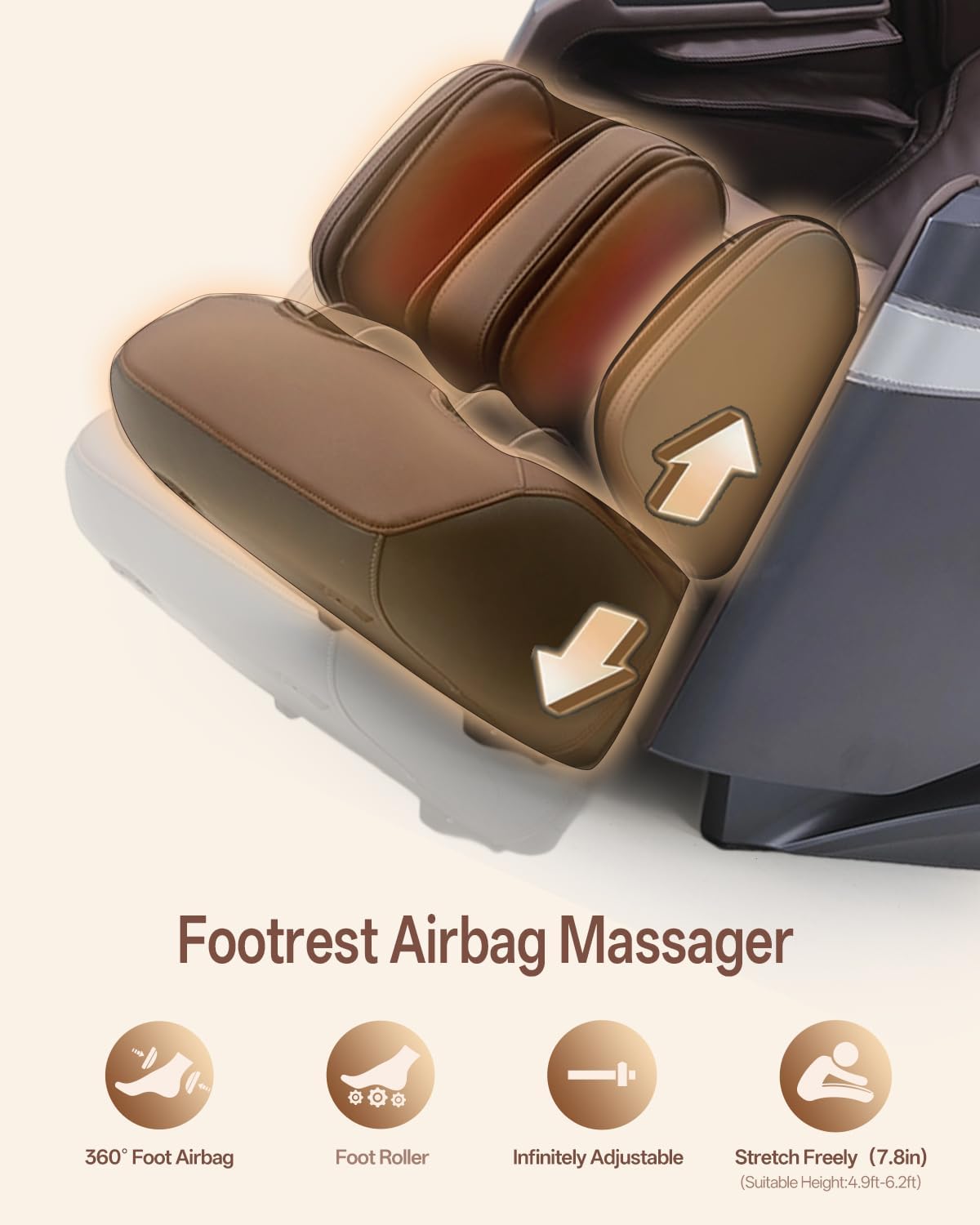 RELX 4D Massage Chair Full Body, 23 Modes Zero Gravity SL-Track Shiatsu Massage Chair with Electric Extendable Footrest, Airbag Massage with Body Scan, Shawl, Deep Yoga Stretch and AI Control(Brown)
