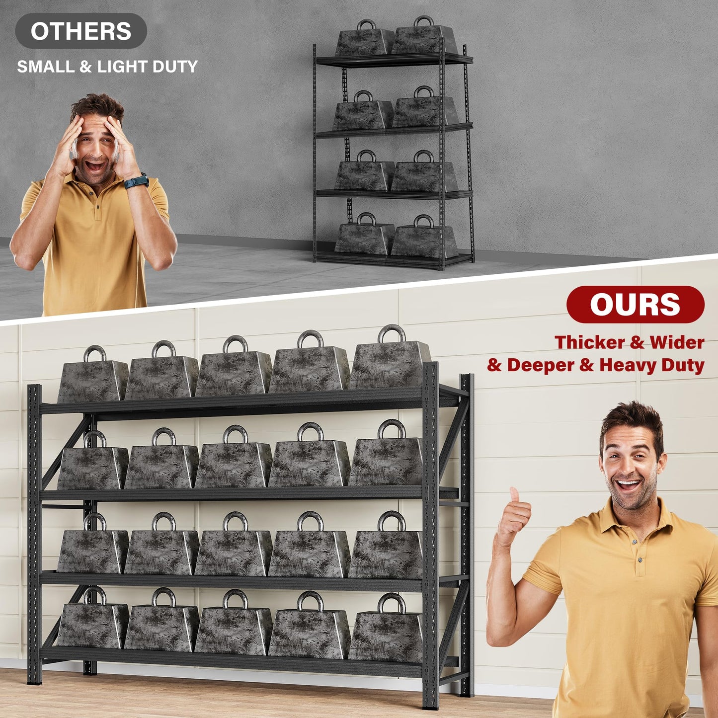 SISESOL 71.3" Heavy Duty Garage Shelving Unit - 5000lbs Capacity