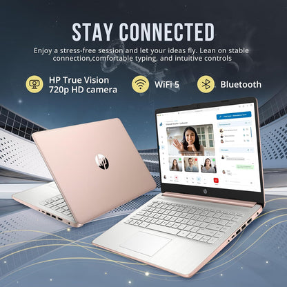 HP Stream 14" HD BrightView Laptop, Intel Processor N150, 16GB RAM, 416GB Storage (128GB eMMC + 288GB Docking Station Set), Intel UHD Graphics, 720p Camera, Wi-Fi, 1 Year Office 365, Win 11 S, Gold.
