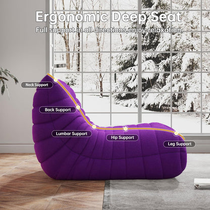 WHGBJA Bean Bag Chairs for Adults, BeanBag Reading Chair Memory Foam Couch, Floor Chair Soft Teddy Material, Comfy Reading Nook Chairs for Bedroom Living Room Office (Purple)