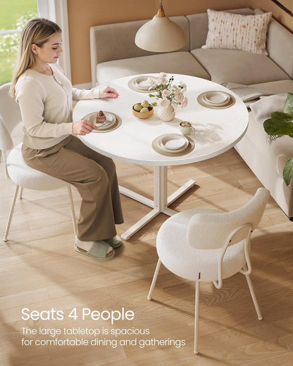 VASAGLE Dining Table, Small Round Kitchen Table for 4 People, 31.5 x 29.4 Inches, for Dining Room, Living Room, Farmhouse, Water-Resistant, Snow White UKDT082W01V1