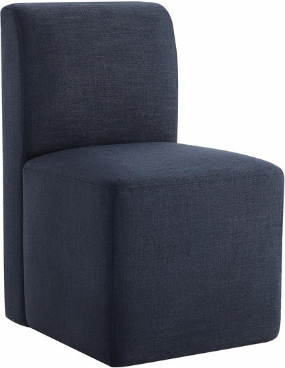 CHITA Dining Chairs with Casters Set of 4, FSC Certified Upholstered Armless Modern Rolling Dining Chairs with Rollers for Bedroom Reading Room Living Room, Insignia Blue