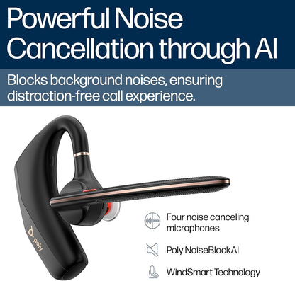 Poly Voyager Legend 50 UC Bluetooth Headset with Charging Case - 4 Noise-Canceling Mics, AI NoiseBlockAI & WindSmart Tech - Bluetooth Headphones with Mic, Smart Call Controls, All-Day Comfort