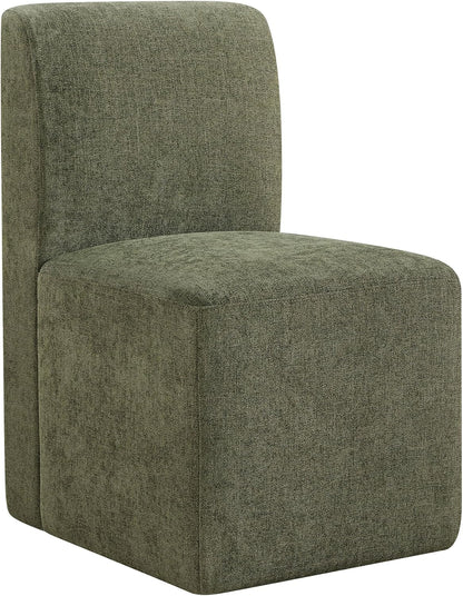 CHITA Dining Chairs with Casters Set of 4, FSC Certified Upholstered Armless Modern Rolling Dining Chairs with Rollers for Bedroom Reading Room Living Room, Moss Green