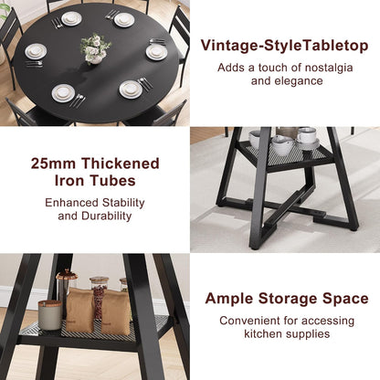 Jocoevol 51'' Round Dining Table,Kitchen Dining Room Circle Dinner Pedestal Table,Space Saving Wood Kitchen & Dining Room Furniture (Black, 51In)