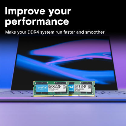 Crucial 64GB DDR4 RAM Kit (2x32GB), 3200MHz (PC4-25600) CL22 Laptop Memory, SODIMM 260-Pin, Downclockable to 2933/2666MHz, Compatible with 13th Gen Intel Core and AMD Ryzen 7000 - CT2K32G4SFD832A