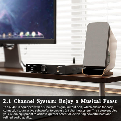 SMSL AS400 MA5332MS Power Amplifier CS43131 165W x 165W DAC Headphone Amp, USB/Coax/Opt/HDMI ARC/RCA/Phono Input 2.1 Channel Speaker/Subwoofer 4.4mm/6.35mm Headphone Output, MQA DAC Class D Amplifier