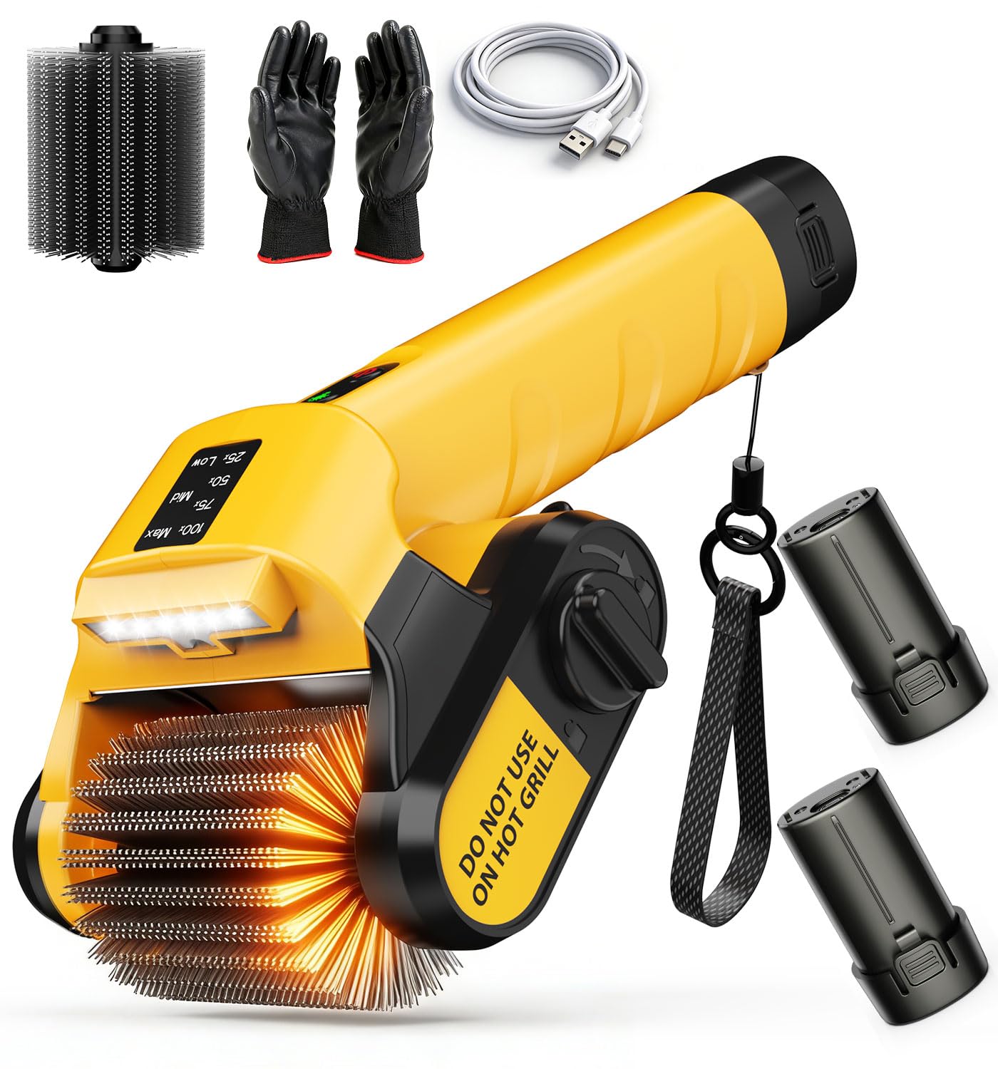 QIMEDO 5000mAh Electric Rotary Grill Brush - 800RPM Cordless