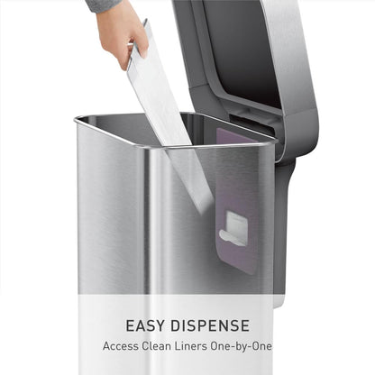 SIMPLEHUMAN 45L Hands-Free Kitchen Trash Can, Soft-Close Lid
