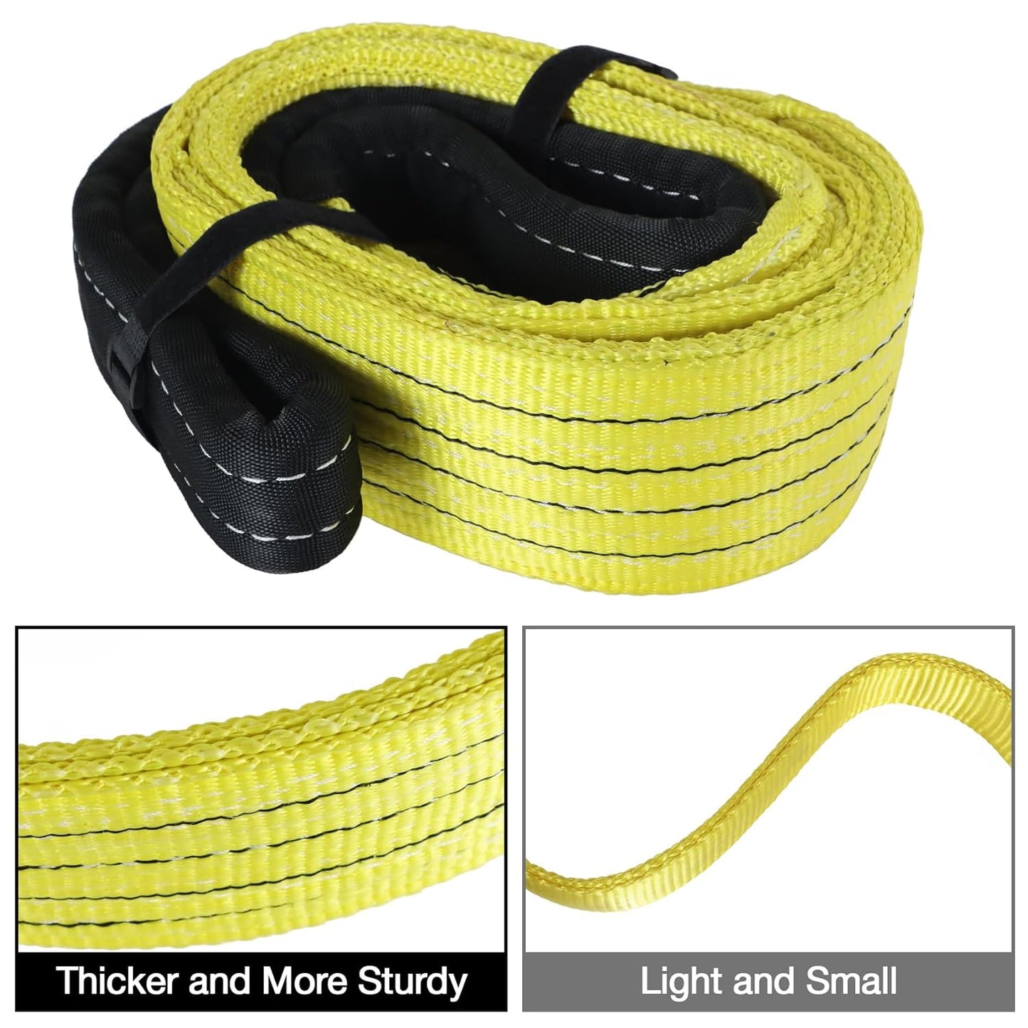4" x10ft 2-Ply Heavy Duty Lifting Sling Straps 11200 lbs Vertical Nylon Lifting Gear Straps with Flat Eyes, Recovery Tree Saver Strap for Winch, Truck, Towing, Hoisting Off-Road Vehicles