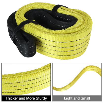 4" x10ft 2-Ply Heavy Duty Lifting Sling Straps 11200 lbs Vertical Nylon Lifting Gear Straps with Flat Eyes, Recovery Tree Saver Strap for Winch, Truck, Towing, Hoisting Off-Road Vehicles