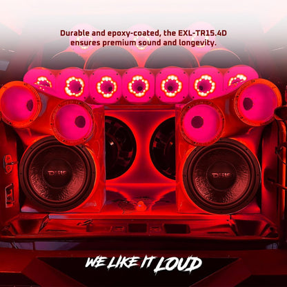 DS18 EXL-TR15.4D 15" Subwoofer Triple Stack with Reinforced Cone with Epoxy Coating for Enhanced Audio Performance, 2500 Watts RMS 4" Dvc 4-Ohm, Pro Audio SPL Car Subwoofer
