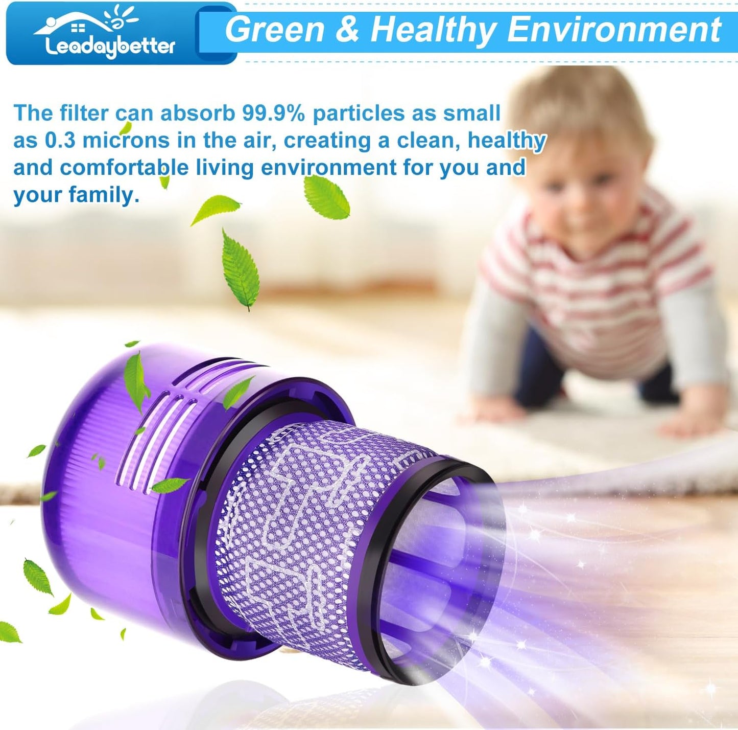 Leadaybetter Filter Replacement Compatible with Dyson V11 V15 SV14 SV15 SV17 SV28 Animal Extra Torque Drive Complete, SV22 SV47 Detect Submarine Vacuum, Compare to Part 970013-02