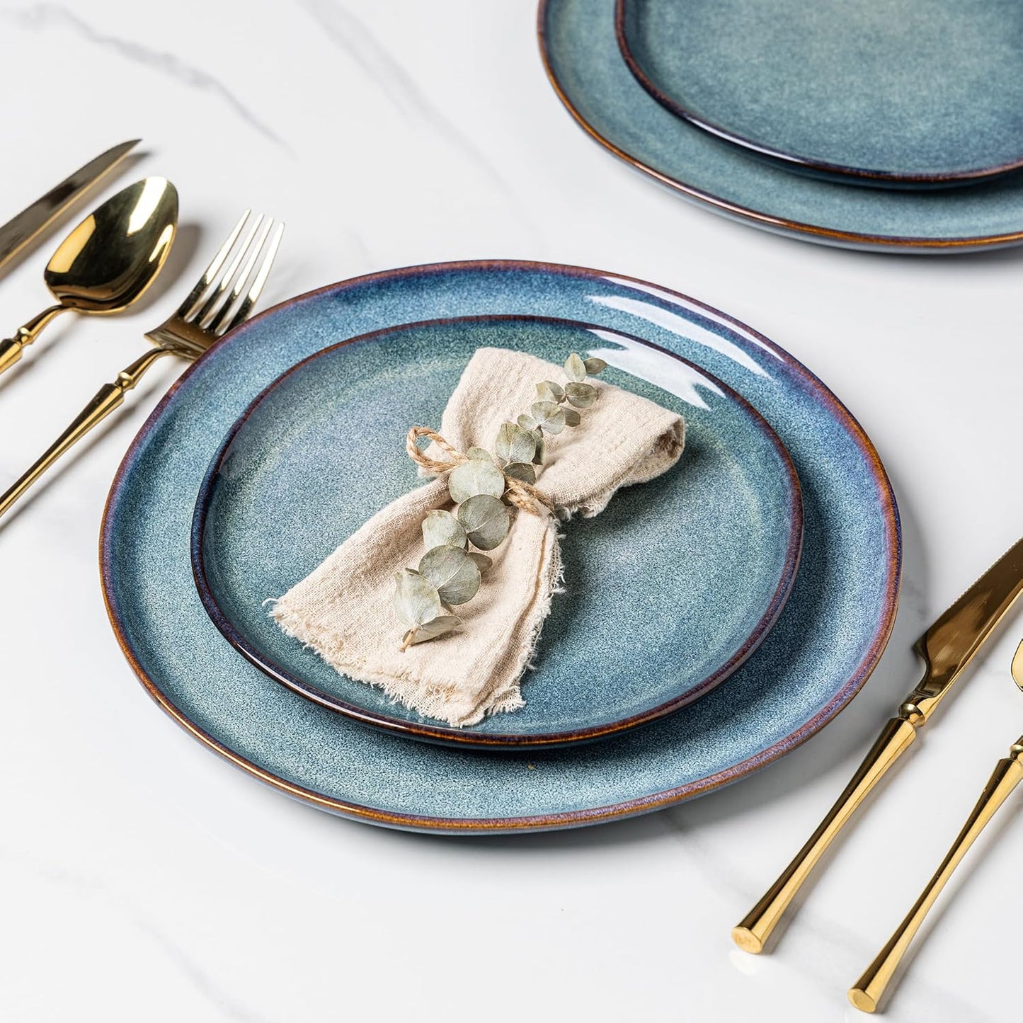 AmorArc Ceramic Dinnerware Sets,Handmade Reactive Glaze Stoneware Plates and Bowls Sets,Highly Scratch Resistant | Dishwasher & Microwave Safe Dishes Set,Service for 4 (12pc)