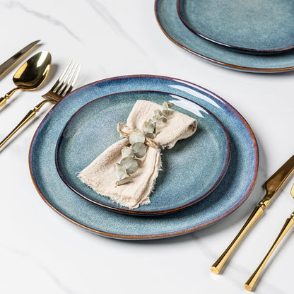 AmorArc Ceramic Dinnerware Sets,Handmade Reactive Glaze Stoneware Plates and Bowls Sets,Highly Scratch Resistant | Dishwasher & Microwave Safe Dishes Set,Service for 4 (12pc)