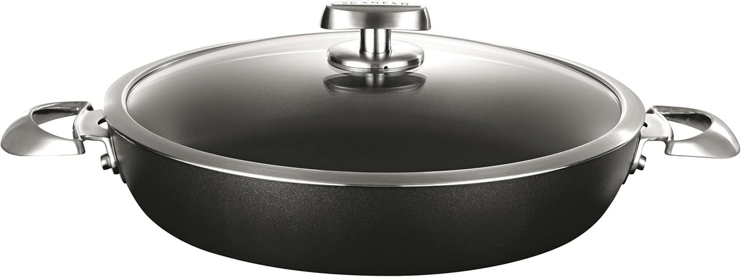 Scanpan Pro IQ 4.25 qt Nonstick Chef Pan with Lid - Compatible with All Cooktops, Induction Ready, Metal Utensil Safe, Oven Safe to 500°F, Dishwasher Safe