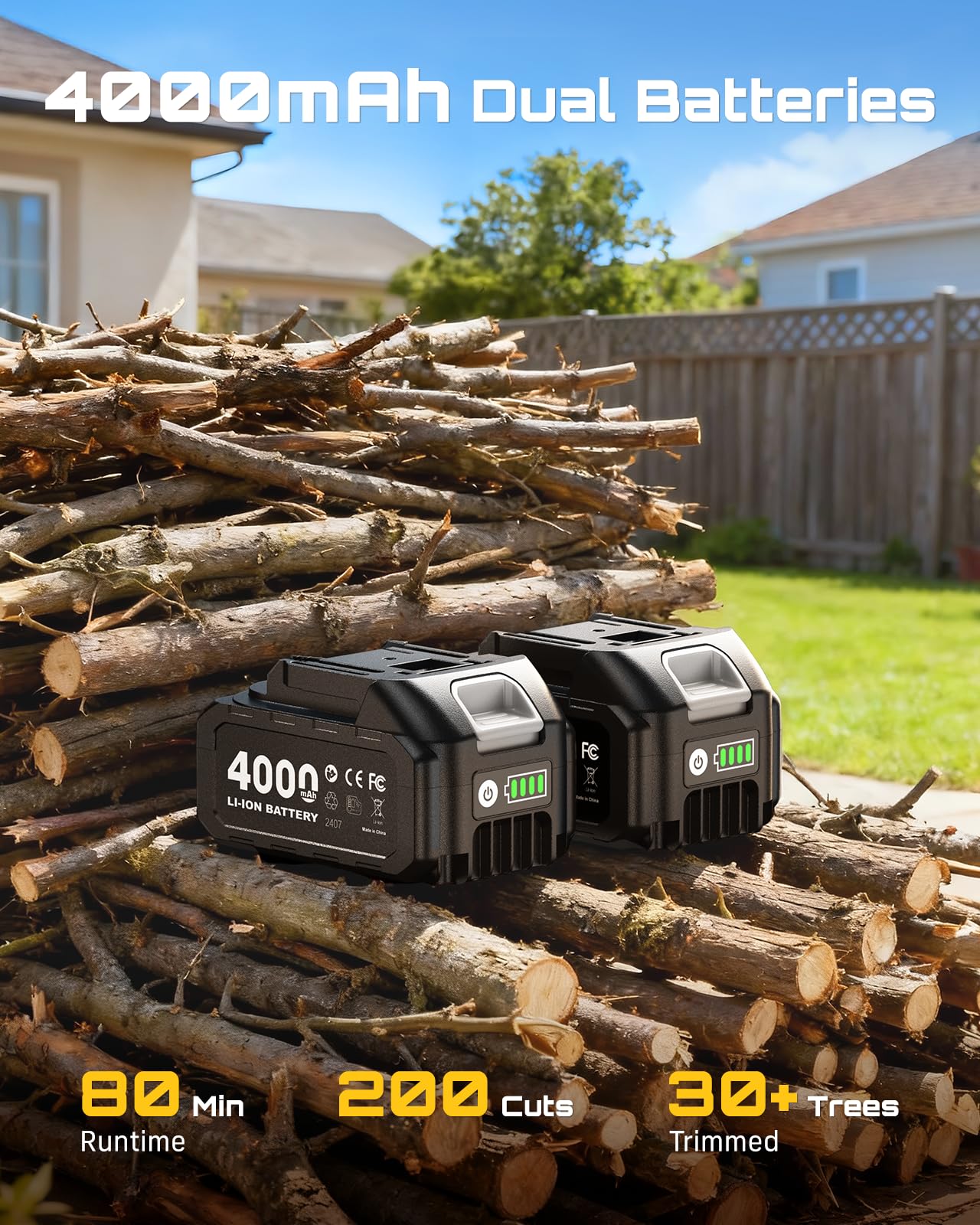 SEESII 2-in-1 Electric Pole Saw with Battery for Tree Trimming