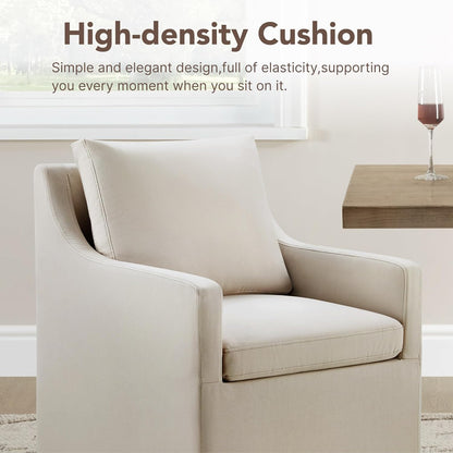 KISLOT Upholstered Dining Chairs Set of 4, Modern Dining Room Chairs with Casters & Washable Cover, Rolling Accent Chair with Hidden Storage for Kitchen, Farmhouse, Living Room, Flax Beige, 4 Box