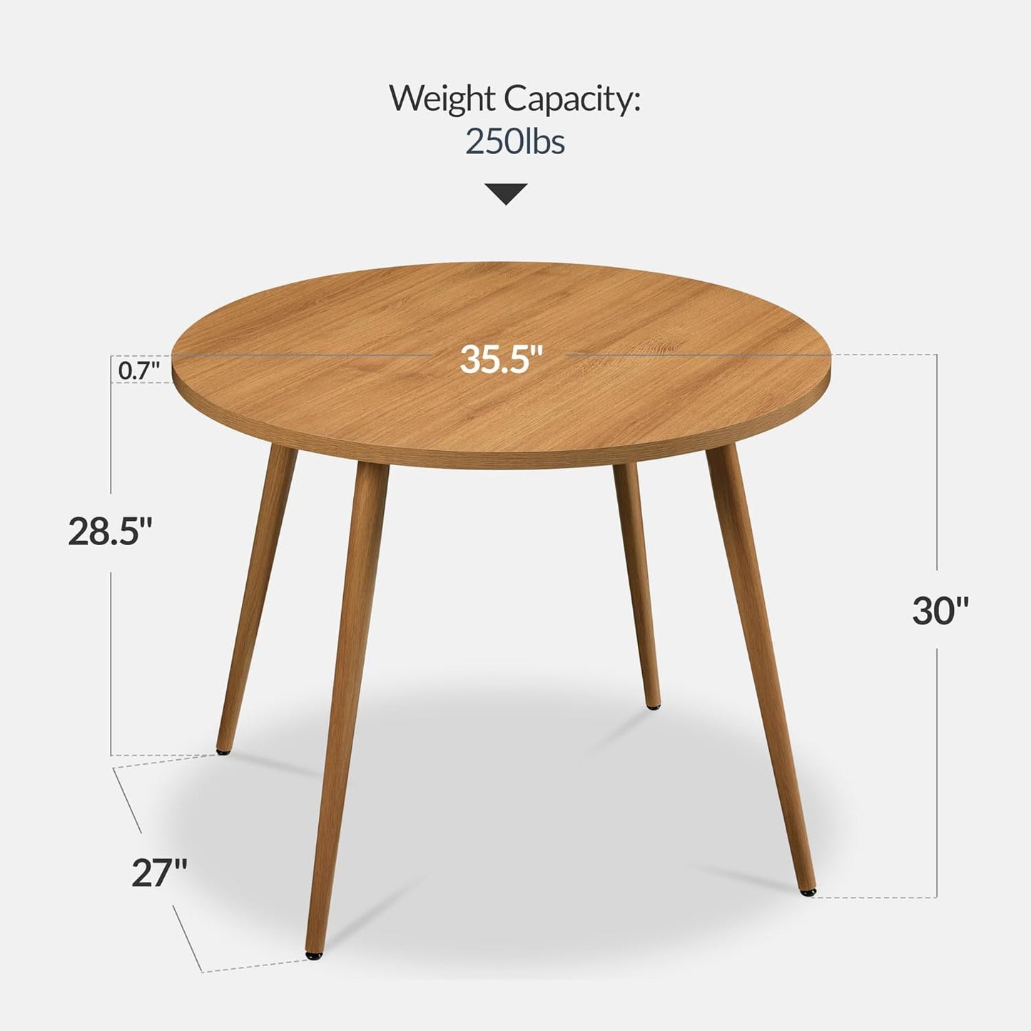 Best Choice Products Round 35.5in Dining Table for 4 w/Sturdy Wood Finish Steel Legs, Mid Century Modern, Space-Saving, Small Space Circle Dinette for Home, Kitchen, Apartment - Pecan