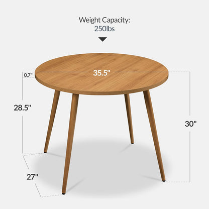 Best Choice Products Round 35.5in Dining Table for 4 w/Sturdy Wood Finish Steel Legs, Mid Century Modern, Space-Saving, Small Space Circle Dinette for Home, Kitchen, Apartment - Pecan