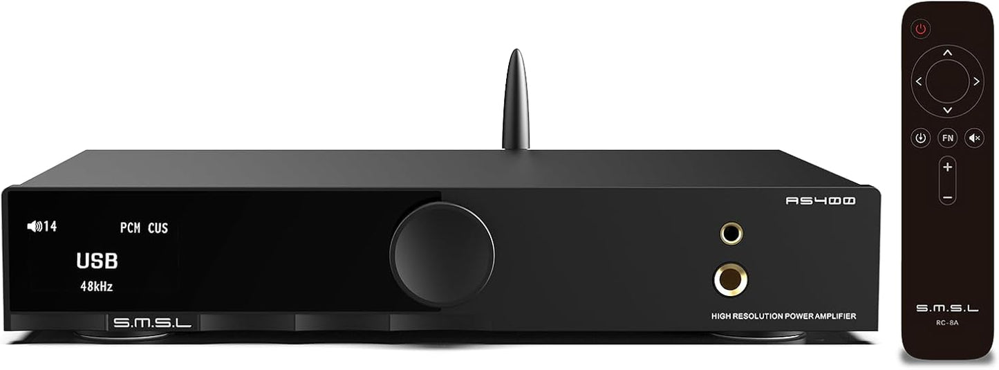 SMSL AS400 MA5332MS Power Amplifier CS43131 165W x 165W DAC Headphone Amp, USB/Coax/Opt/HDMI ARC/RCA/Phono Input 2.1 Channel Speaker/Subwoofer 4.4mm/6.35mm Headphone Output, MQA DAC Class D Amplifier