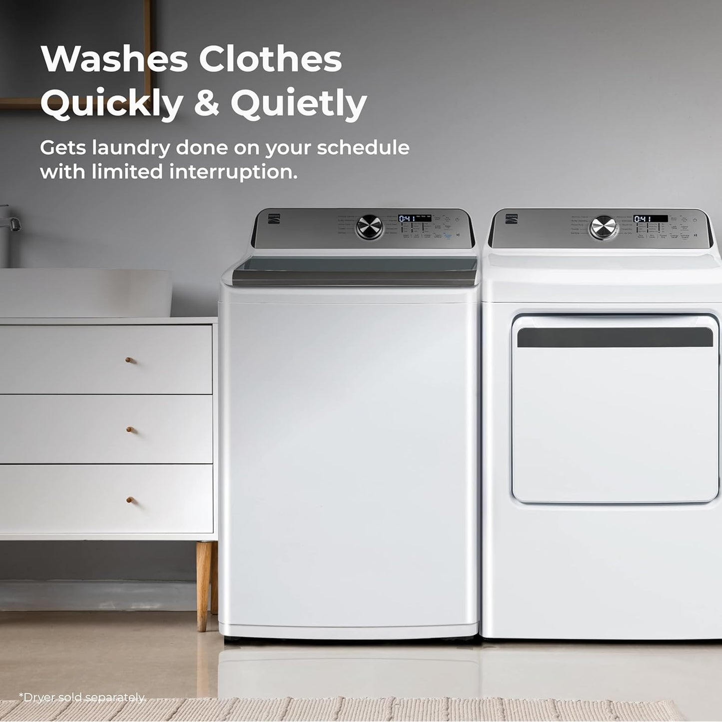 Kenmore 4.4 cu. ft. Top Load Washer with Triple Action Agitator for Tough Dirt & Stains - Reduce Laundry Time with Accela Wash & Express Wash - LED - White