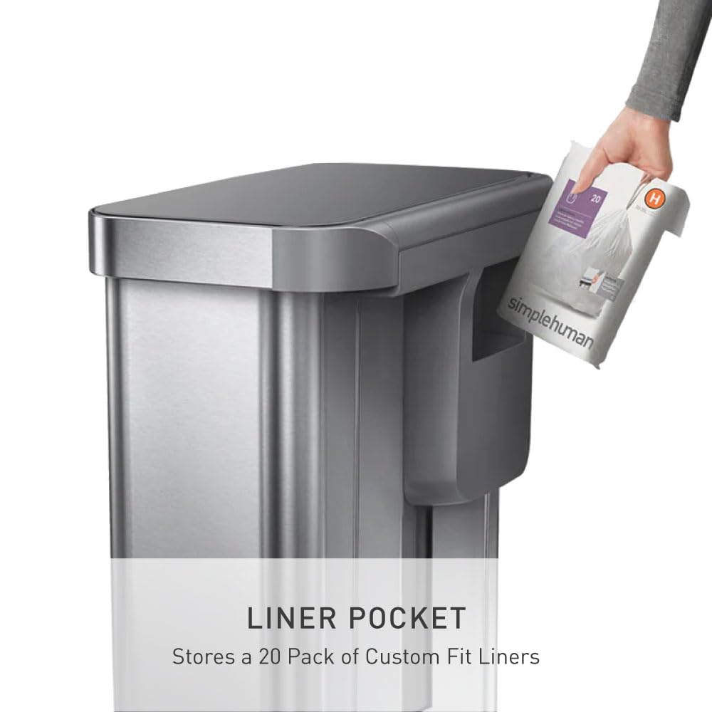 SIMPLEHUMAN 45L Hands-Free Kitchen Trash Can, Soft-Close Lid