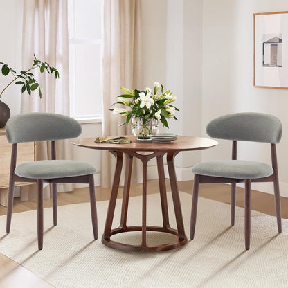 COLAMY Wooden Dining Room Chairs Set of 4, Modern Upholstered Fabric Dining Chairs, Farmhouse Kitchen Side Chair with Foot Pegs, Green
