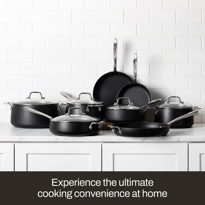 All-Clad HA1 Expert Hard Anodized Nonstick Cookware Set (10 Piece) Pots, Frying Pans, Dishwasher-Safe, Oven-Safe Up to 500°F Compatible with All Stovetops (Gas, Electric & Induction) - Black