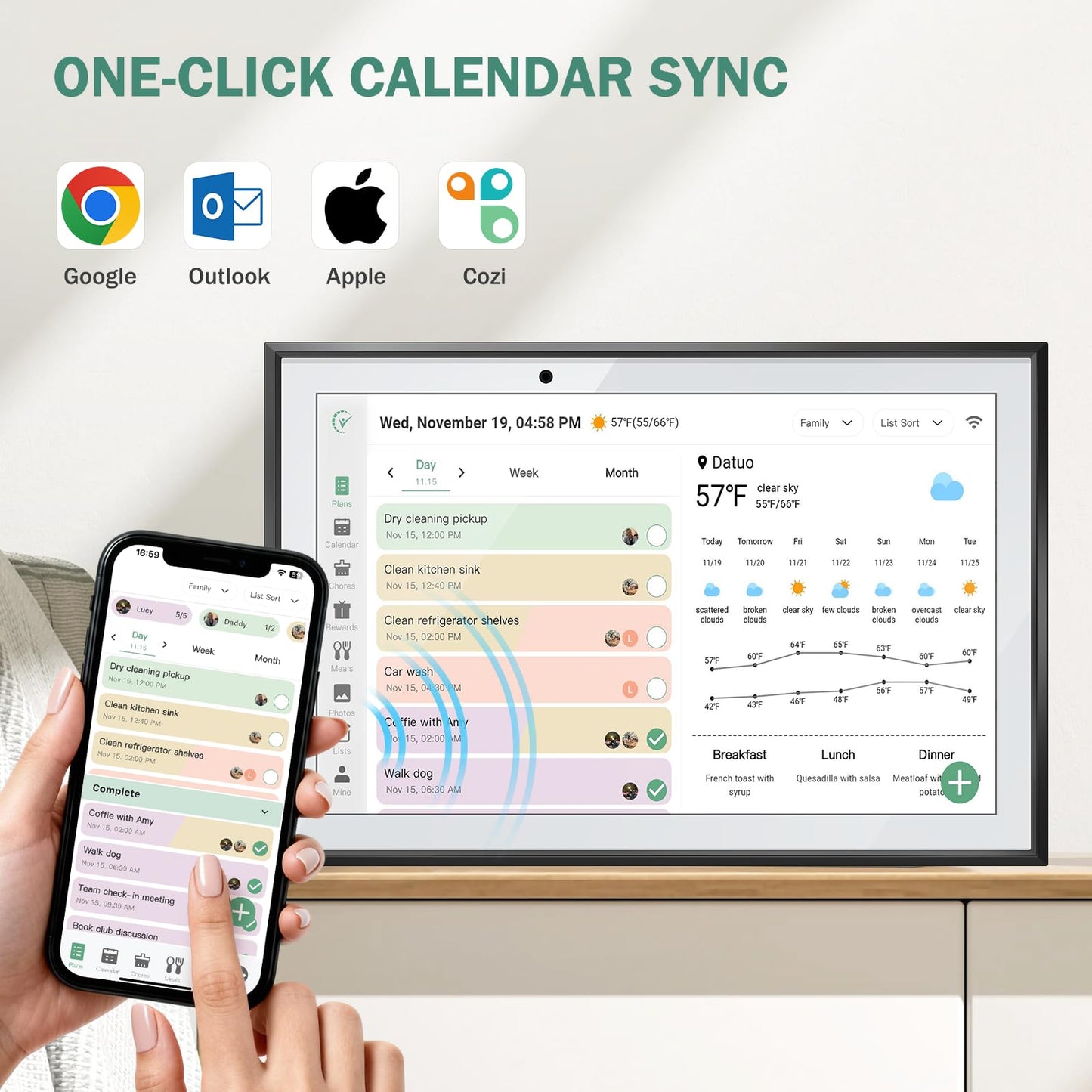 RROSKY WiFi Digital Calendar Smart Family Planner 10.1''