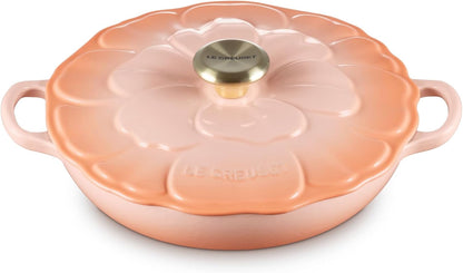 Le Creuset Signature Enameled Cast Iron Petal Braiser, 2.25qt., Peche w/Light Gold Knob