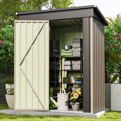 PATIOWELL 5x3 FT Outdoor Metal Storage Shed with Lockable Door