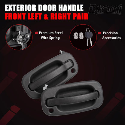 Exterior Door Handles, w/Lock Cylinders & Keys Compatible With Chevy GMC Cadillac Vehicle 1999-2007 Silverado Suburban Tahoe Avalanche, Sierra Yukon, Escalade Replaces# 15034985, 15034986 (2Pair)
