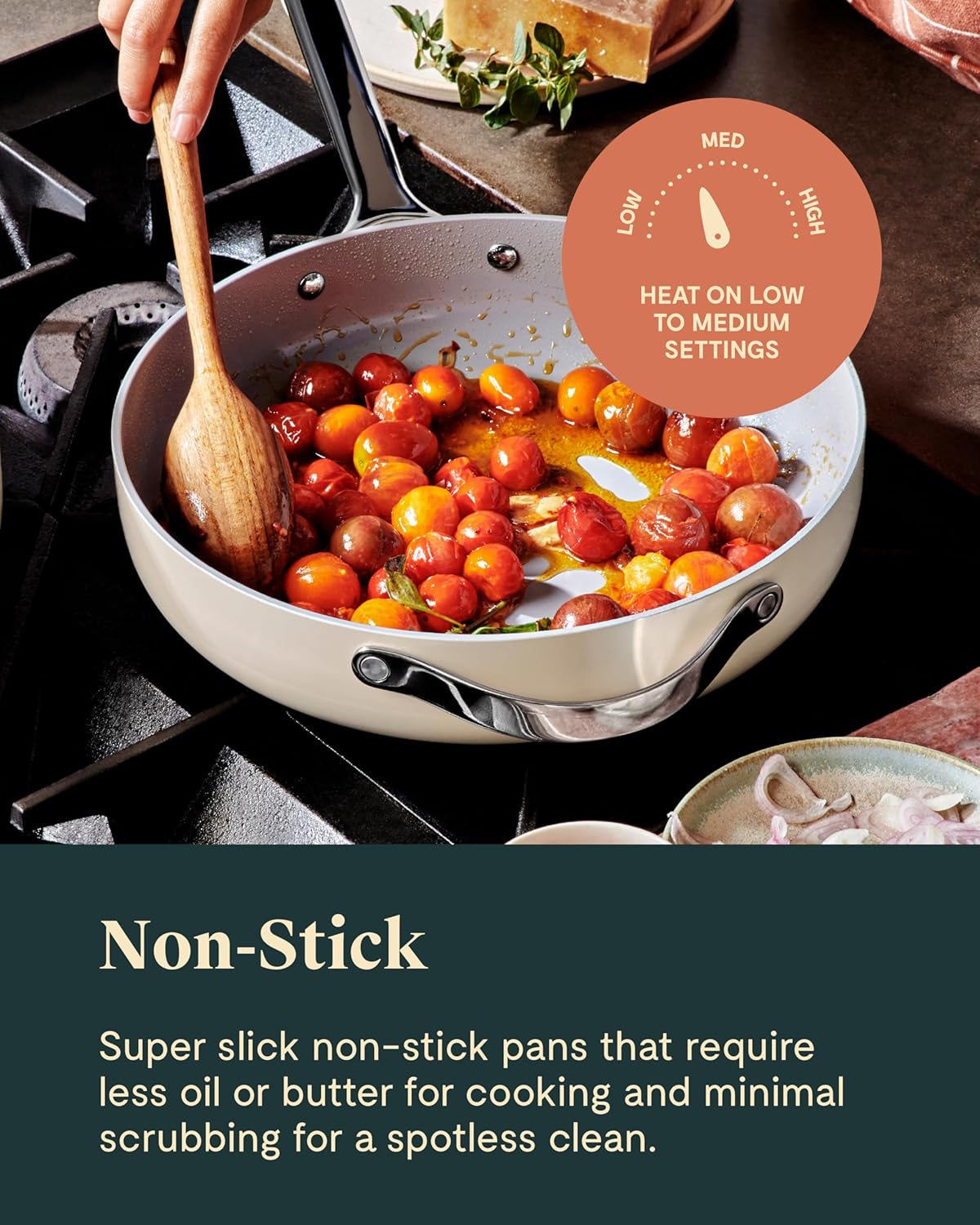 Caraway 4-Piece Fry Pan Set - Non-Stick Frying Pans (10.5” & 8”) & Non-Stick Sauté Pan - Non Toxic, PTFE & PFOA Free - Oven Safe & Compatible with All Stovetops (Gas, Electric & Induction) - Gray
