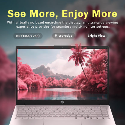 HP Stream 14" HD Laptop, Intel Processor N150, 16GB RAM, 416GB Storage (128GB UFS+288GB Docking Station Set), Intel Graphics, 1 Year Office 365, Copilot, Wi-Fi, HD Camera, Windows 11, Pink