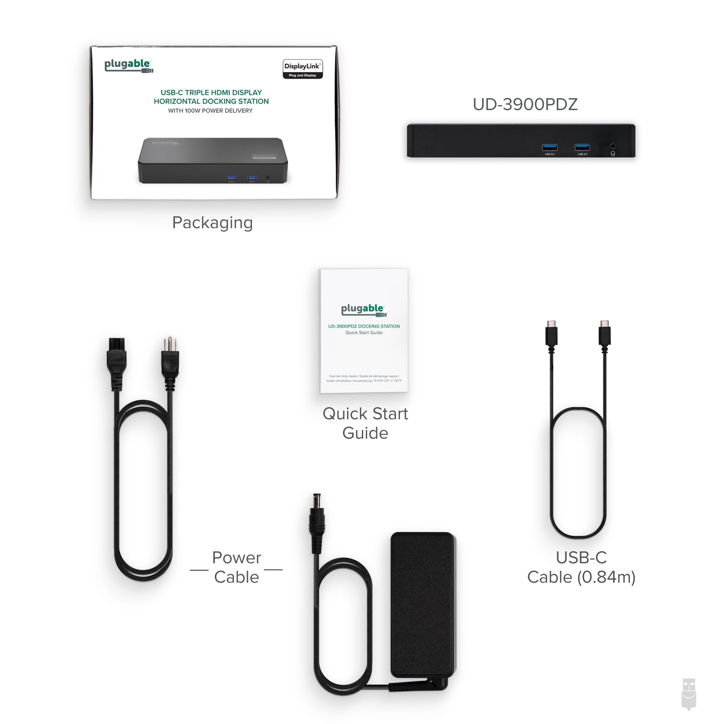 PLUGABLE USB C Triple Display Docking Station - 100W PD, 3x HDMI