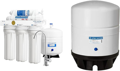 APEC Water Systems RO-90 Ultimate Series Top Tier Supreme Certified High Output 90 GPD & TANK-14 14 Gallon Pre-pressurized Reverse Osmosis Water Storage Tank