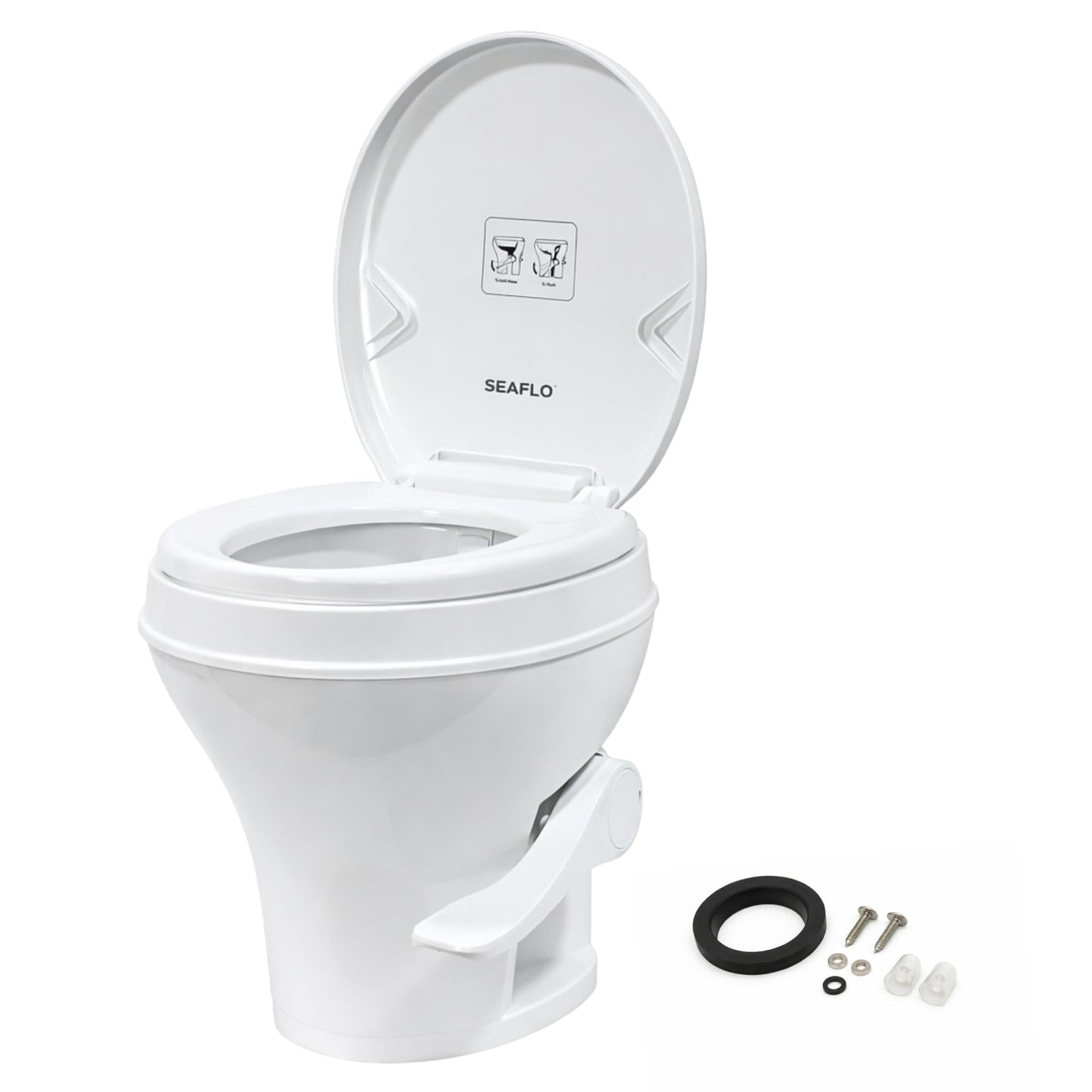 SEAFLO RV Toilet - Residential Height, Gravity Flush, Soft Close